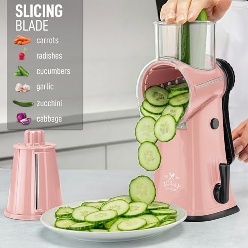 Rotary Cheese Grater Manual Hand Crank 5 Blade Shredder
