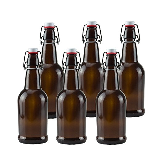 16 oz Amber Glass Beer Bottles (6 Count)