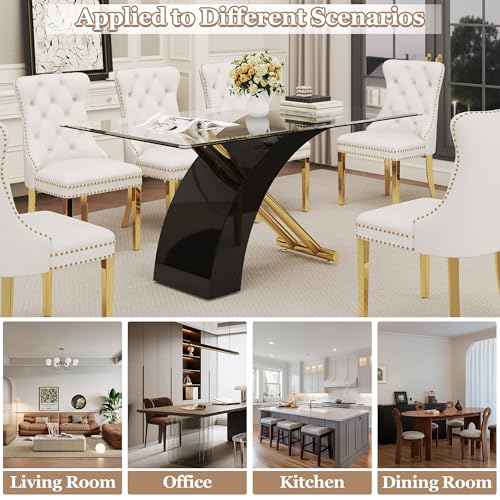 7 Piece Glass Dining Table Set for 6