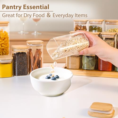 20 Pack 10 oz Square Glass Spice Jars with Lids and Labels (20 Count)