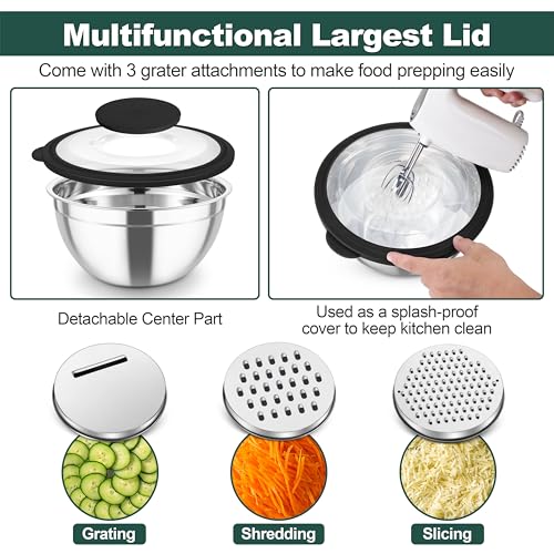 Mixing Bowls Stainless Steel Salad Serving Bowl with Clear Lids (5 Count)