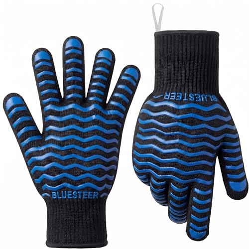 BBQ Gloves 1472°F Heat Resistant Oven Gloves with Fingers (9.6 Ounce)