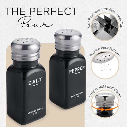 Black Salt and Pepper Shakers Set by Brighter Barns (2 Count)