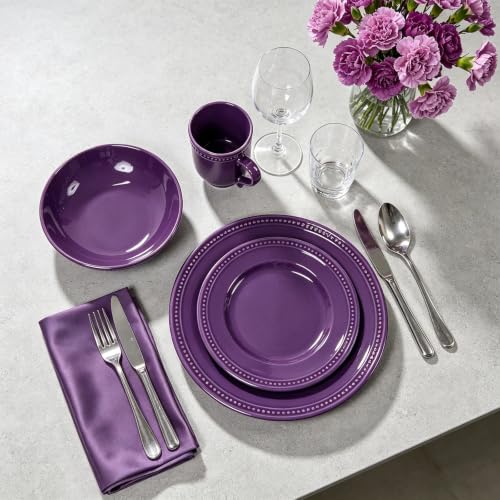 HomeVSS 16 PC Pearl Dots Stoneware Dinnerware Set