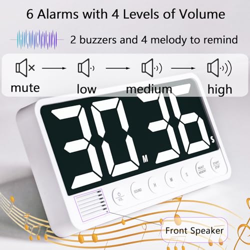 Digital Kitchen Timer with Extra Large Display White