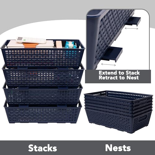 Stackable Woven Plastic Basket (6 Count)