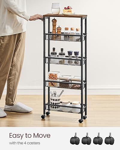 5 Tier Slim Rolling Storage cart with Wheels