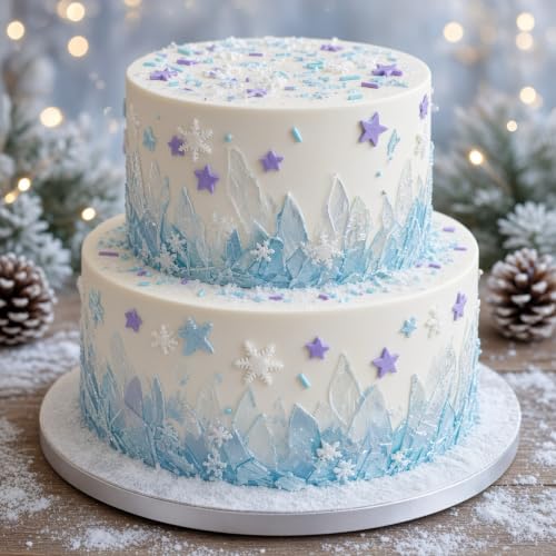 Snowflake Sprinkles Blue & White & Purple Christmas Sprinkles Mixed size snowflake Stars Jimmies CakeCookie Decorating Perfect for Wedding Party Valentine Halloween Christmas Supplies 4.58OZ (4.58 Ounce)