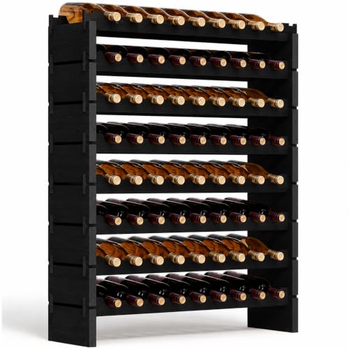 72 Bottle Wine Rack Stackable Bamboo Freestanding (72 Count)