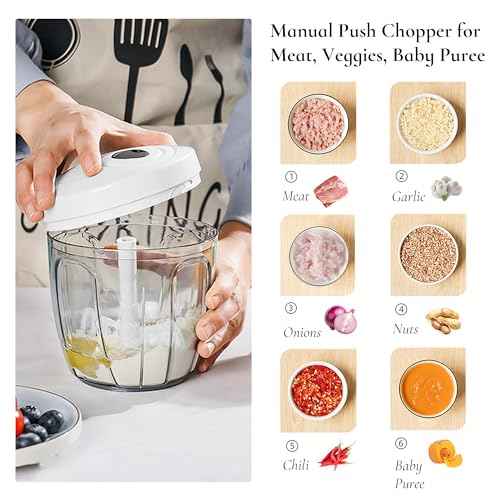 Pull‑String Manual Food Chopper with Sharp Blades