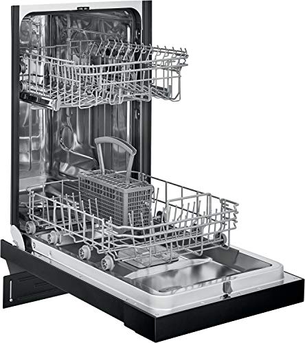 18 in. ADA Compact Front Control Dishwasher in Black with Dual Spray Arms