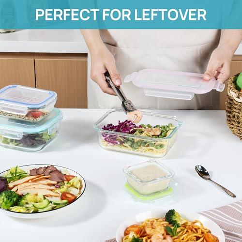 8 Pack Glass Food Storage Containers with Airtight Lids (8 Count)