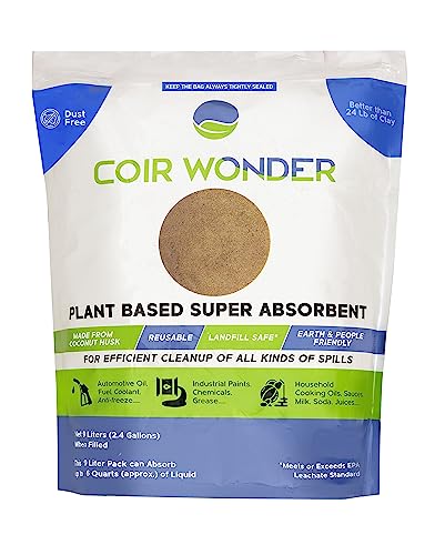 3-in-1 Oil Absorbent, Paint Hardener & Sweeping Compound – 9L (3.2 Lb) – Absorbs 6 Quarts Oil, Solidifies 20 Cups Cooking Oil – Eco-Friendly Spill Cleanup Granules for Shop, Garage, Home (304 Fl Oz)