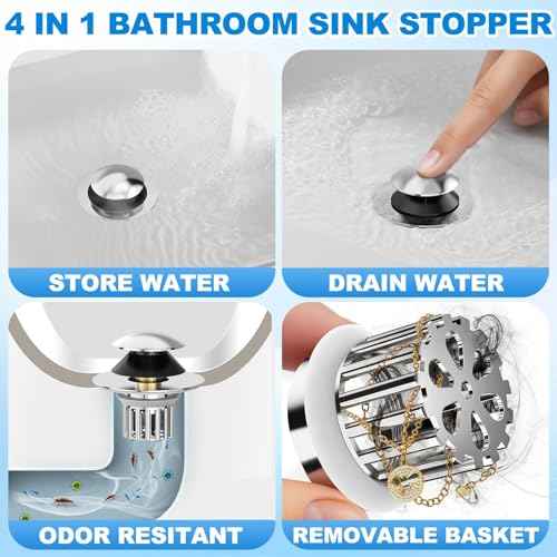 Universal 3 in 1 Bathroom Sink Drain Strainer