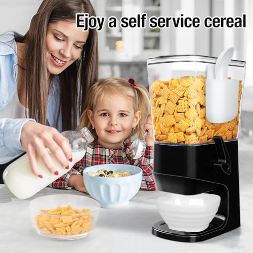 Cereal Dispenser Countertop Wath Bowls and Spoons（Black 2 pack ） (2 Count)
