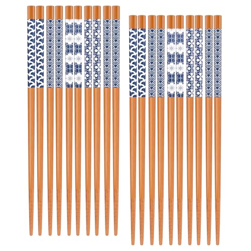 10 Pairs Reusable Bamboo Chopsticks Japanese Style Chop Sticks Set