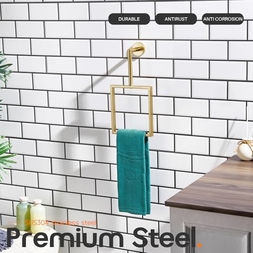 Towel Rings for Bathroom Wall Mounted Vertical Towel Rack Brushed Gold Stainless Steel Contemporary Hand Towels Holder Hanger