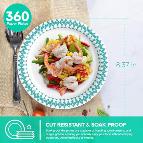 8.37 inch Disposable Paper Plates (360 Count)
