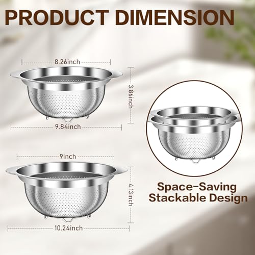 Stainless Steel Strainers for Kitchen (2 Count)