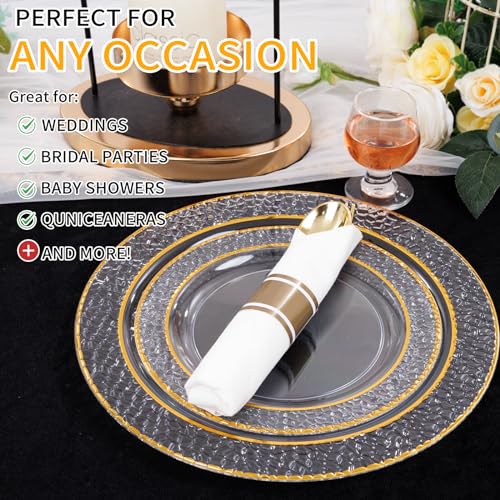 400PCS Gold Wrapped Silverware Set Disposable Hammered for Weddings (400 Count)