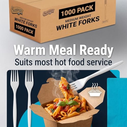 Plastic Forks White Heavy Duty Disposable Cutlery (1000 Count)
