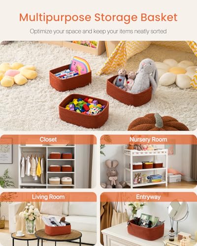 Small Woven Storage Basket for Organizing (3 Count)