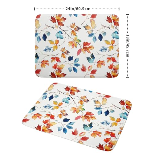 Autumn Leaf Dish Drying Mat Large Fall Colorful Leaves Absorbent Dish Drain Mats for Kitchen Counter