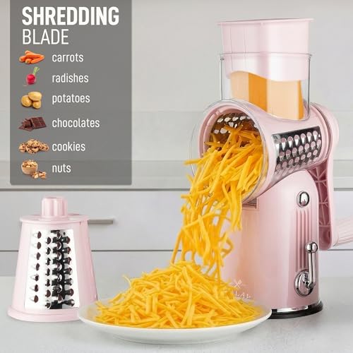 Rotary Cheese Grater Manual Hand Crank 5 Blade Shredder