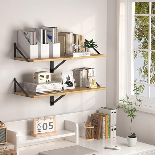 16W x 12D Deep Floating Shelves Set of 2 Oak (2 Count)