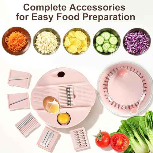 Stainless Steel Salad Spinner Large with 5 Blades Slicer