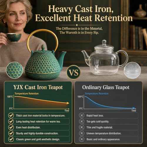 54oz Cast Iron Tea Kettle for Stovetop