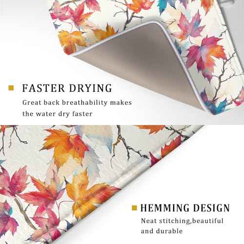 Maple Leaf Dish Drying Mat fall autumn colorful leaves absorbent dish drain mats for kitchen counter