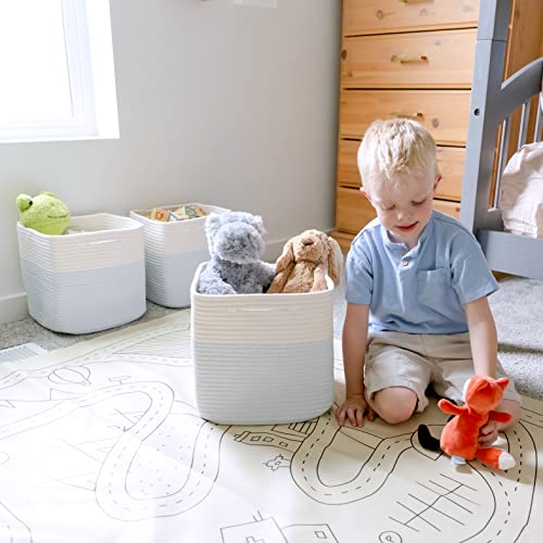 13 Inch Cube Storage Bins Cotton Rope Woven Baskets for Organizing 3 (3 Count)