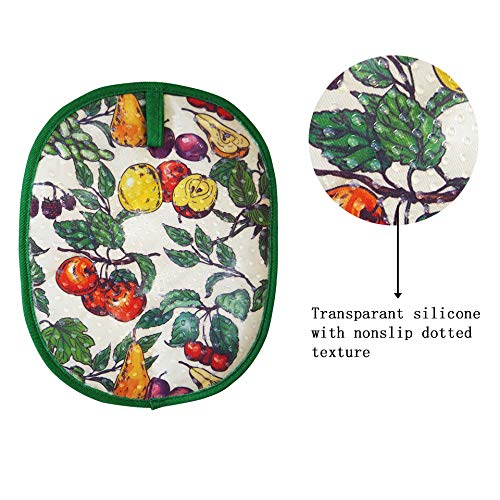 Pot Holders with Transparent Clear Silicone Shell and Nice Friut Flower (2 Count)
