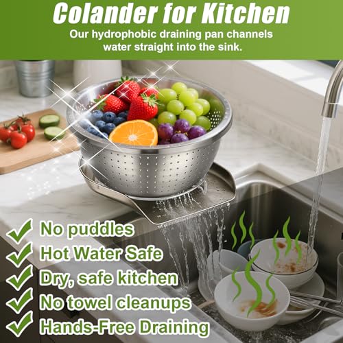 Stainless Steel Colander Set with Self (3 Count)