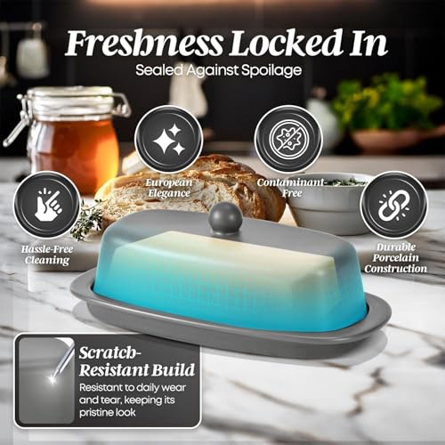 Standard Ceramic Butter Dish with Lid for Countertop