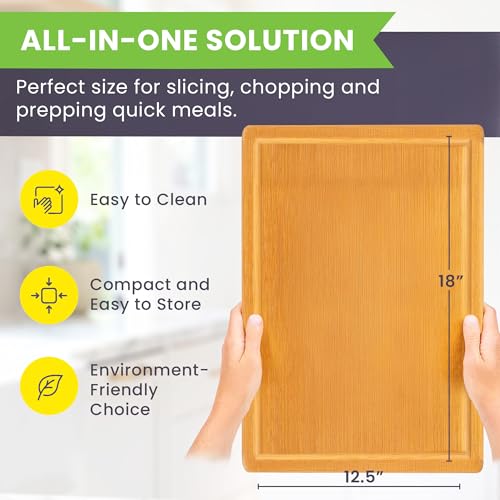 Extra Large Bamboo Cutting Board Featuring 18 Inch Wood Cutting Boards for Kitchen with Glue
