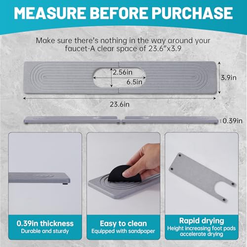 Stone Faucet Mat for Kitchen Sink Oval Hole Bathroom sink splash guard