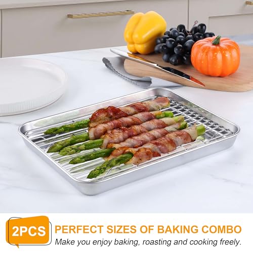 9x7 Inches Mini Stainless Steel Baking Sheet with Wire Cooling Rack