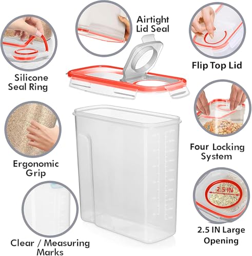 2 Pack (6.3L / 213OZ) EXTRA Large Airtight Food Storage Cereal Containers for Bulk Food Storage BPA-Free Plastic Container, Pantry Organization and Canister for Rice, Pasta, Sugar & Flour (2 Count)