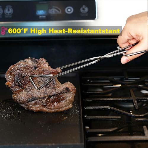 11" Heavy Duty Stainless Steel Kitchen Scissor Tongs with Comfortable Ergonomic Grip