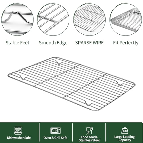 Baking Sheet with Wire Rack Set [2 Quarter Sheet Pans + 2 Wire Racks ]