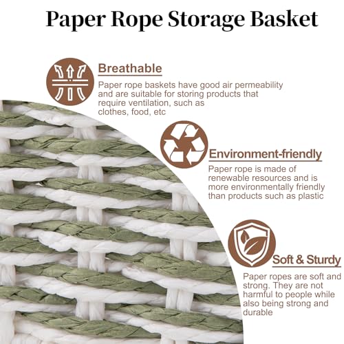 Toilet Paper Baskets Handmade Paper Rope Decorative Wicker Storage Tank Shelf Cabinet Organizer for Bathroom Home (2 Count)