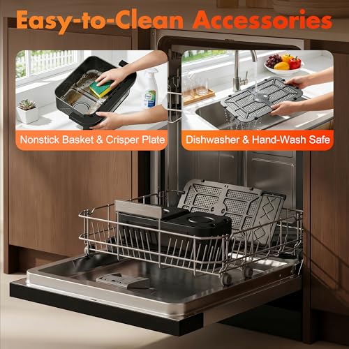 12QT Dual Basket Air Fryers with Dvider & 50PCS Paper Liners