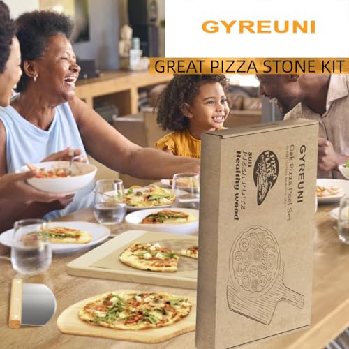 15''Pizza Stone for Oven and Grill with Pizza Peel (4 Count)