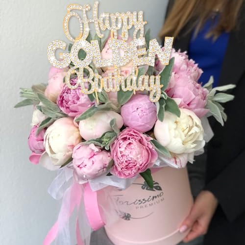 Happy Golden Birthday Cake Topper Rhinestones Golden Birthday Cake Toppers