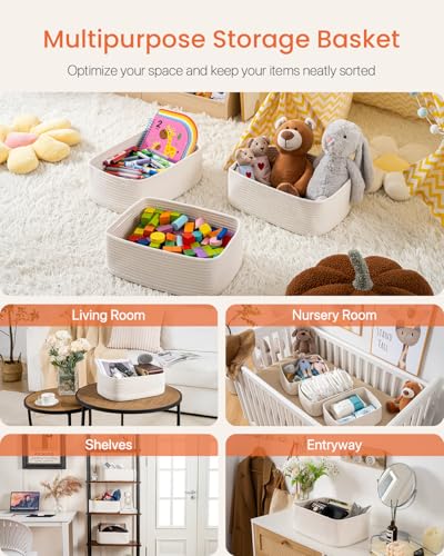 Small Woven Storage Basket for Organizing (3 Count)