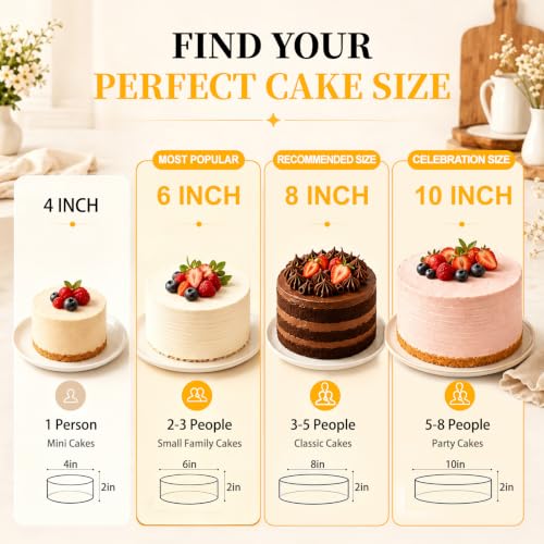 6/8/10 Inch Cake Pan Set, 3 Pack Silicone Mold with Steel Frame (3 Count)