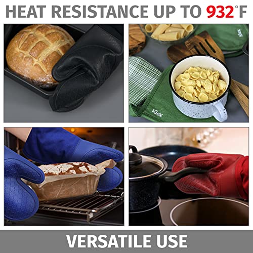 Extra Long Silicone Oven Mitts and Pot Holders (4 Count)