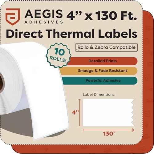 4" X 130 ft Direct Thermal Continuous Feed Labels (10 Count)